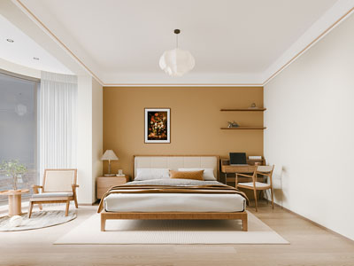 现代原木风卧室