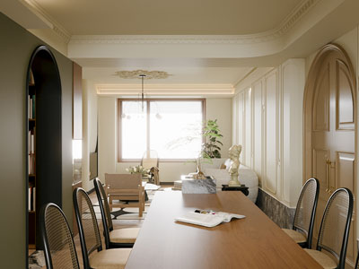 法式中古风餐厅客厅3d模型 法式中古风餐厅客厅