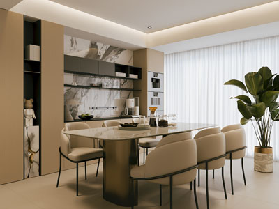 现代餐厅3d模型 现代餐厅