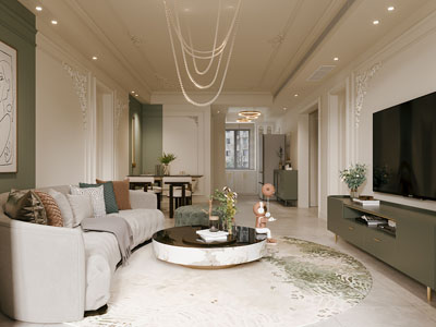 法式客厅餐厅3d模型 法式客厅餐厅