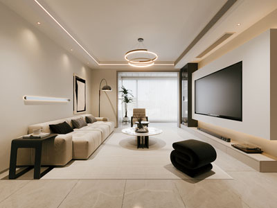 现代客厅3d模型 现代客厅