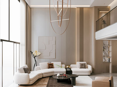 现代别墅挑高客厅3d模型 现代别墅挑高客厅