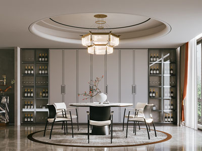 新中式餐厅3d模型 新中式餐厅