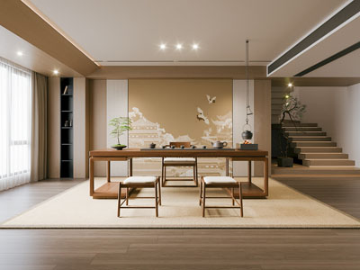 新中式茶室3d模型 新中式茶室