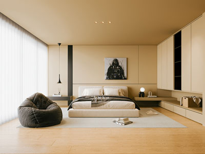 现代原木风卧室