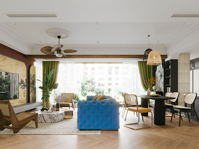 法式客厅餐厅3d模型 法式客厅餐厅