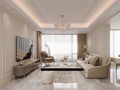 现代轻奢客厅3d模型 现代轻奢客厅