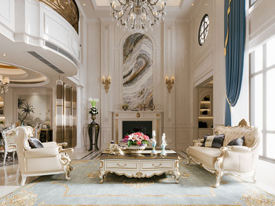 欧式别墅挑高客厅3d模型 欧式别墅挑高客厅