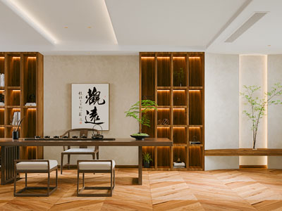 侘寂风中古风茶室3d模型 侘寂风中古风茶室