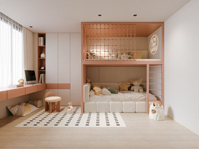 现代奶油风卧室 儿童房