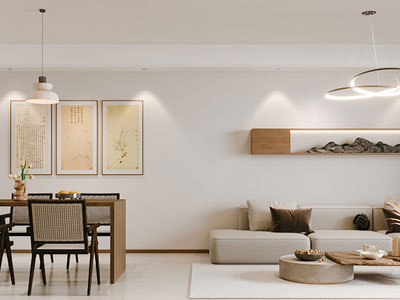 新中式客厅餐厅3d模型 新中式客厅餐厅