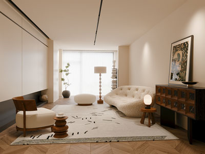 侘寂风中古客厅3d模型 侘寂风中古客厅