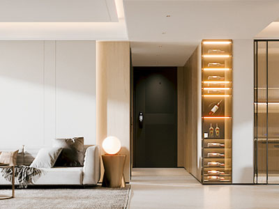 现代客厅 玄关过道3d模型 现代客厅 玄关过道