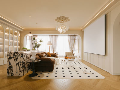 法式客厅餐厅3d模型 法式客厅餐厅