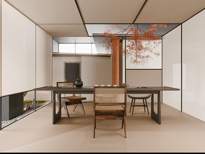 现代中古茶室3d模型 现代中古茶室