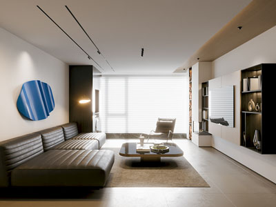 现代客厅3d模型 现代客厅