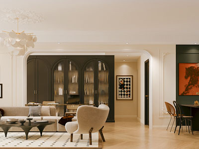 法式客厅餐厅3d模型 法式客厅餐厅