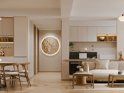 新中式客厅餐厅 过道3d模型 新中式客厅餐厅 过道