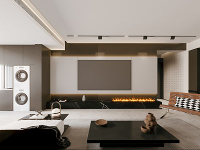 现代客厅3d模型 现代客厅