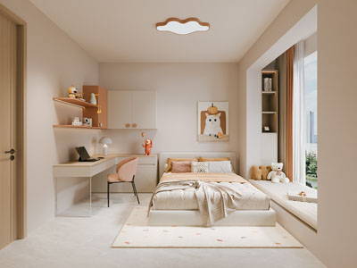 现代奶油风卧室 儿童房