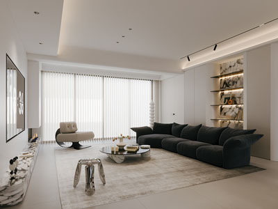 现代客厅3d模型 现代客厅