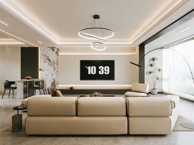 现代客厅餐厅3d模型 现代客厅餐厅