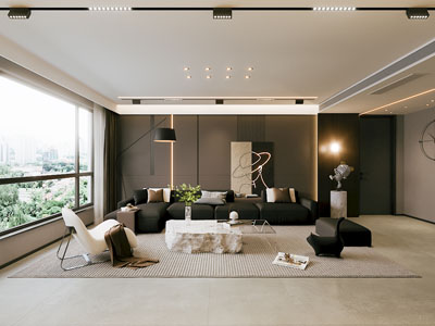 现代客厅3d模型 现代客厅