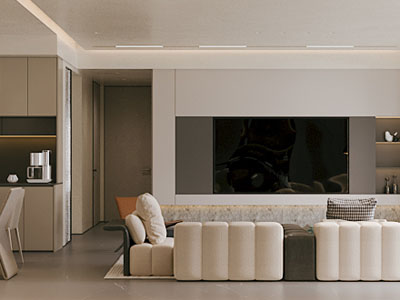 现代客厅餐厅3d模型 现代客厅餐厅