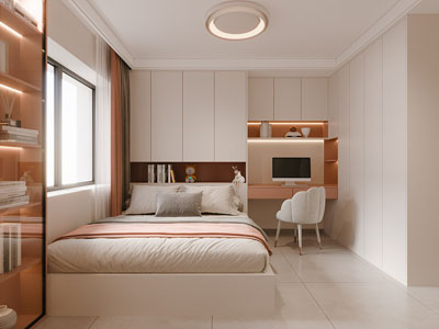 现代奶油风榻榻米卧室