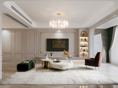 现代轻奢客厅3d模型 现代轻奢客厅