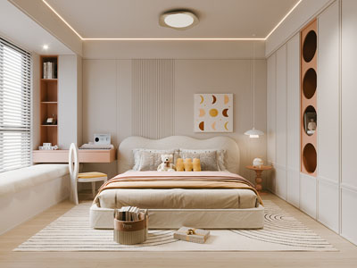 现代奶油风客厅3d模型 现代奶油风客厅