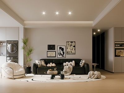 现代客厅 过道3d模型 现代客厅 过道