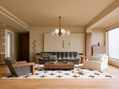 侘寂风客厅 过道3d模型 侘寂风客厅 过道