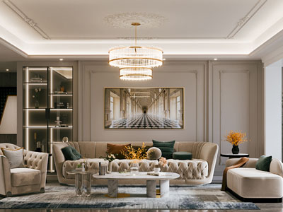 现代轻奢客厅3d模型 现代轻奢客厅