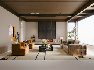 侘寂风民宿客厅3d模型 侘寂风民宿客厅