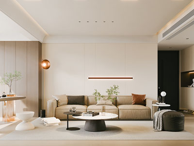 现代客厅3d模型 现代客厅