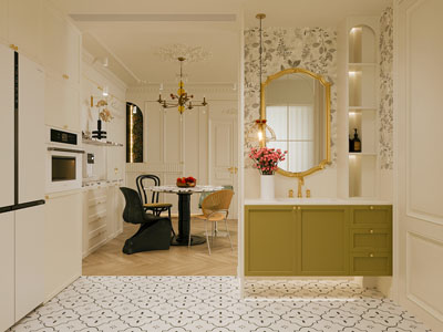 法式轻奢餐厅 洗手台干区3d模型 法式轻奢餐厅 洗手台干区