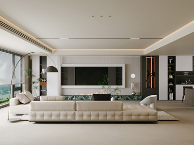 现代客厅餐厅3d模型 现代客厅餐厅