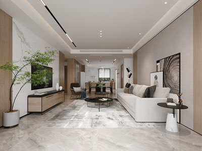 现代客厅餐厅3d模型 现代客厅餐厅