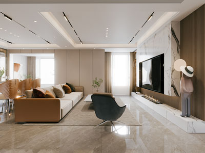 现代客厅3d模型 现代客厅