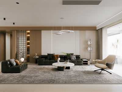 现代客厅3d模型 现代客厅