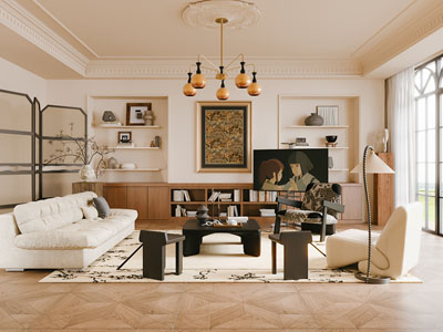 法式中古风客厅3d模型 法式中古风客厅