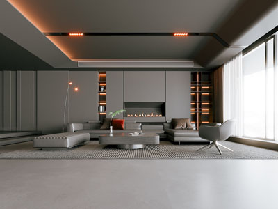 现代客厅3d模型 现代客厅