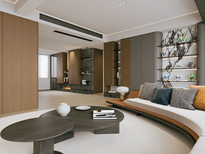 现代客厅3d模型 现代客厅