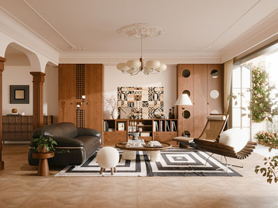 法式中古风客厅3d模型 法式中古风客厅