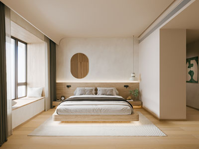 侘寂风原木风卧室