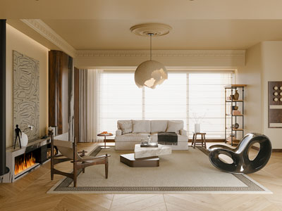 侘寂风客厅3d模型 侘寂风客厅