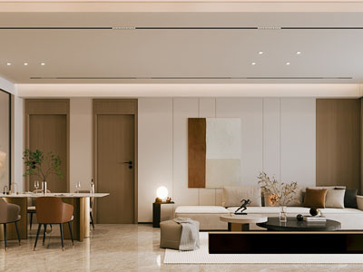 现代客厅餐厅3d模型 现代客厅餐厅