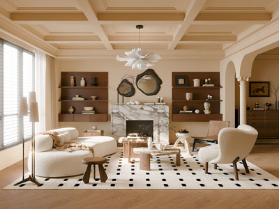 法式中古风客厅3d模型 法式中古风客厅