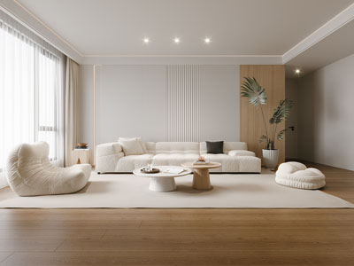 现代奶油风客厅3d模型 现代奶油风客厅